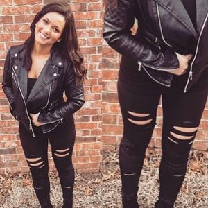 MONO B APH6216 Black Slashed Ripped Leggings